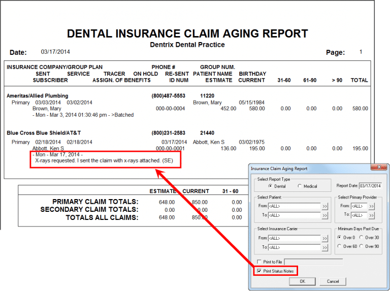 Dentrix Aging Report